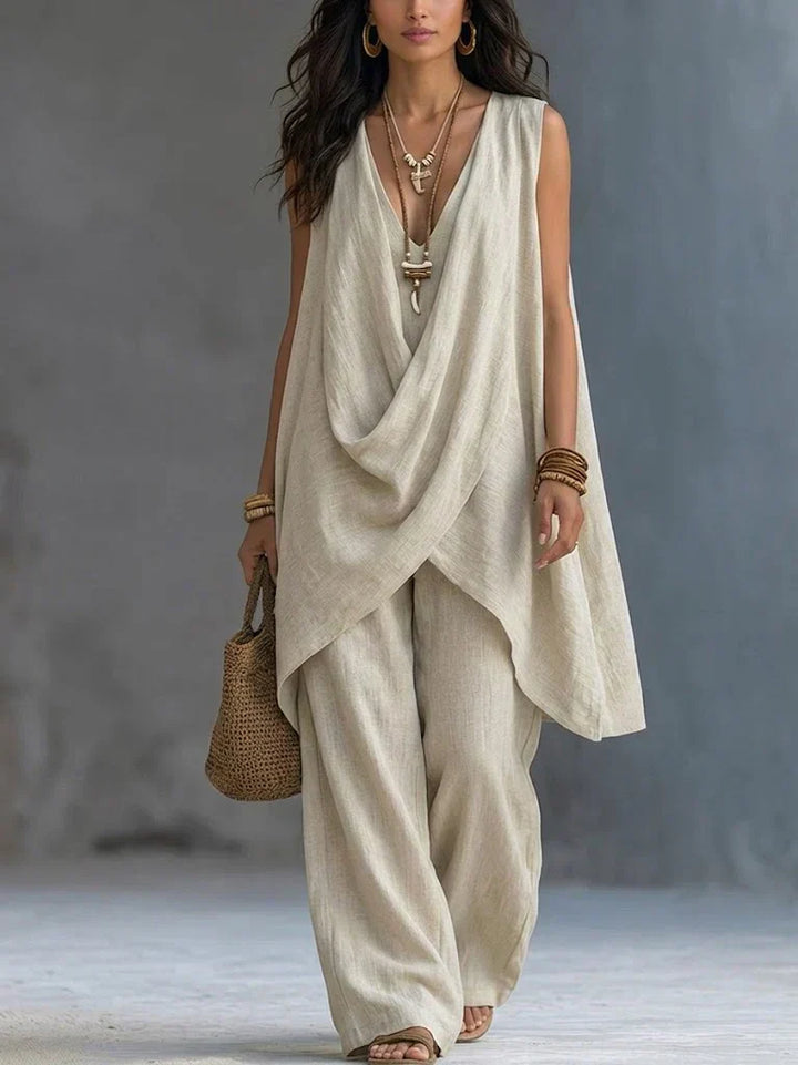 Ginevra | Draped Suit with Wide Pants