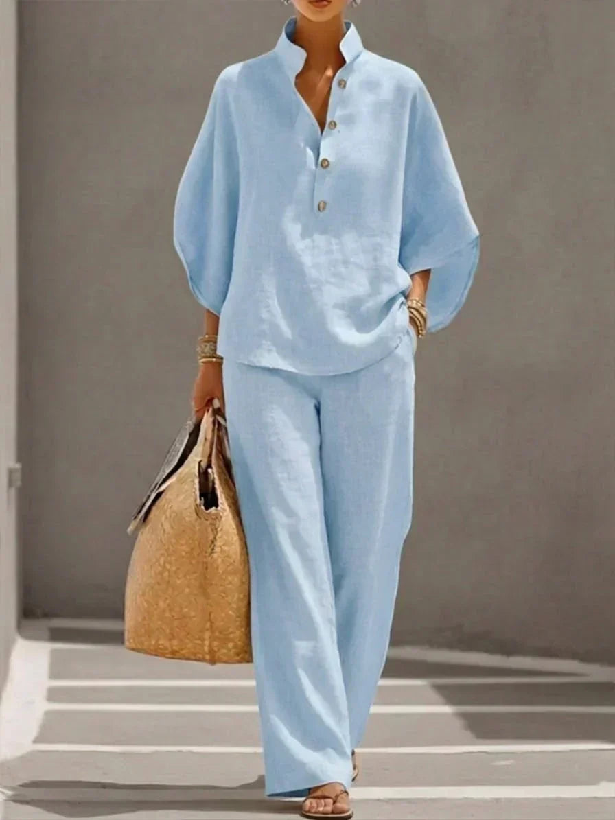 Maribel | Set with Batwing Sleeves and Wide Pants