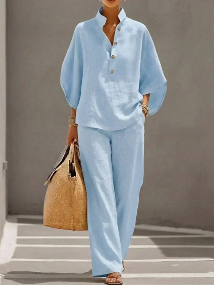 Maribel | Set with Batwing Sleeves and Wide Pants