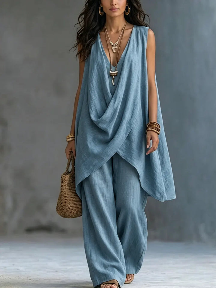 Ginevra | Draped Suit with Wide Pants