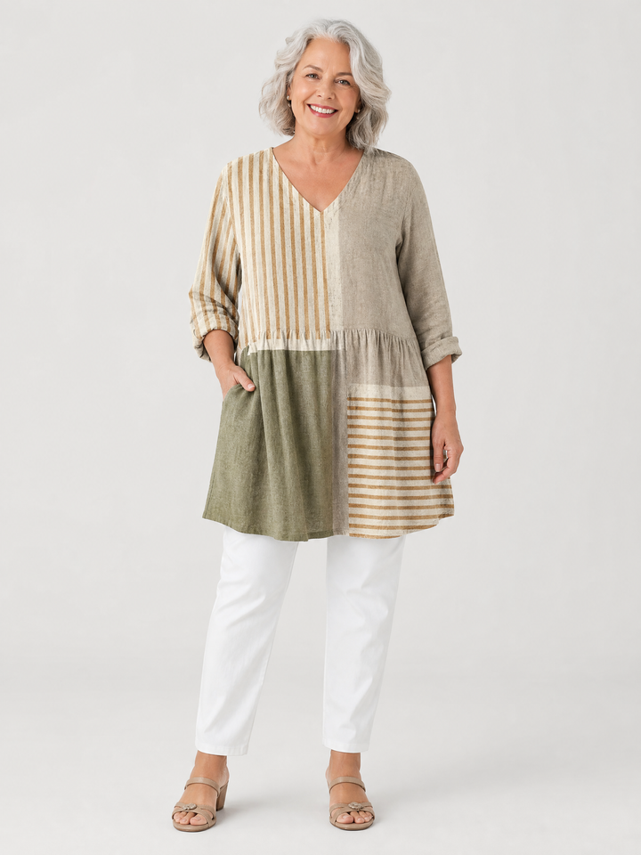 Camille | Long Blouse with V-Neck